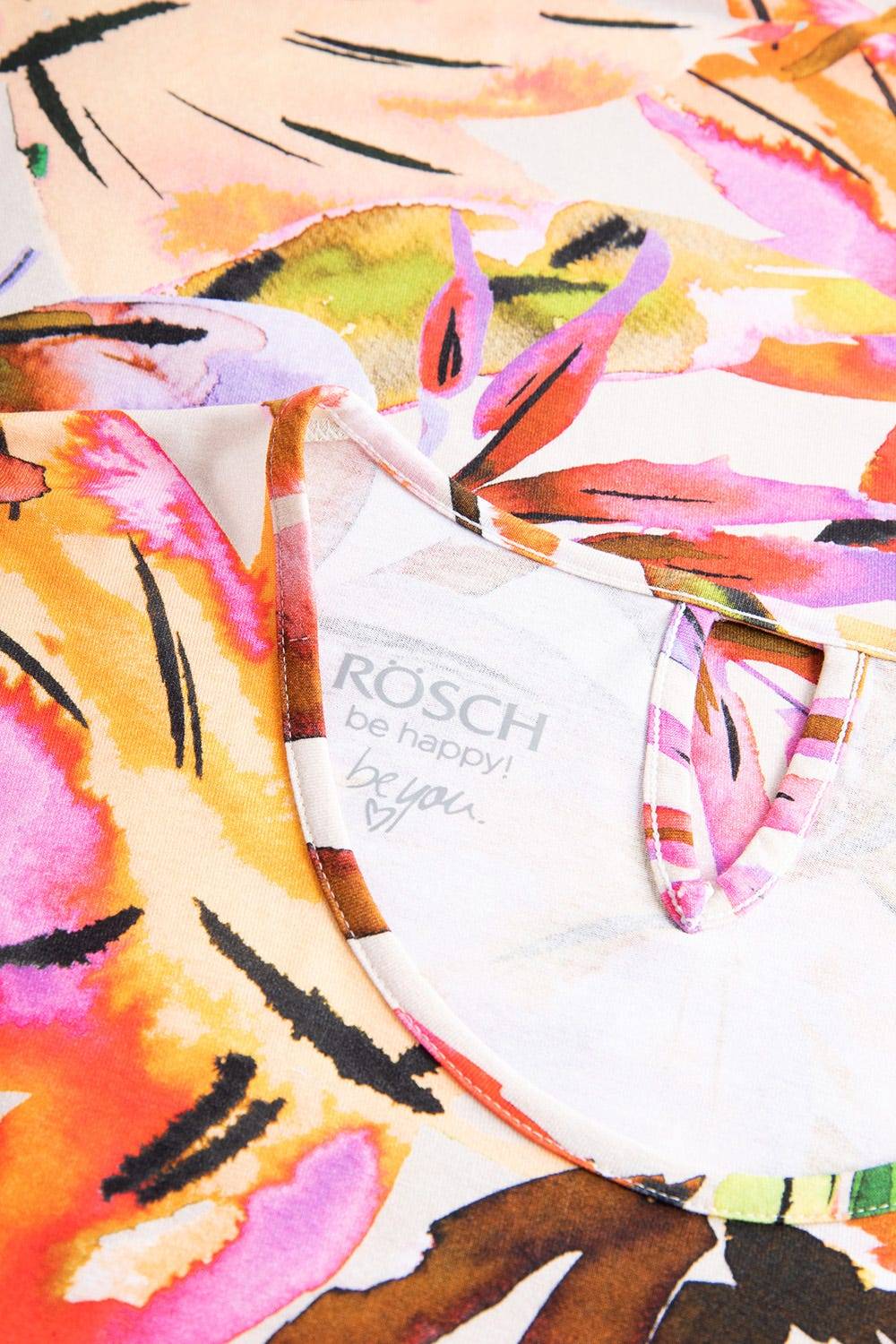 Rösch Shirt Im Fröhlichen Blätter-Druck Bunt Sommer Mix &amp; Match Viskose/Elasthan