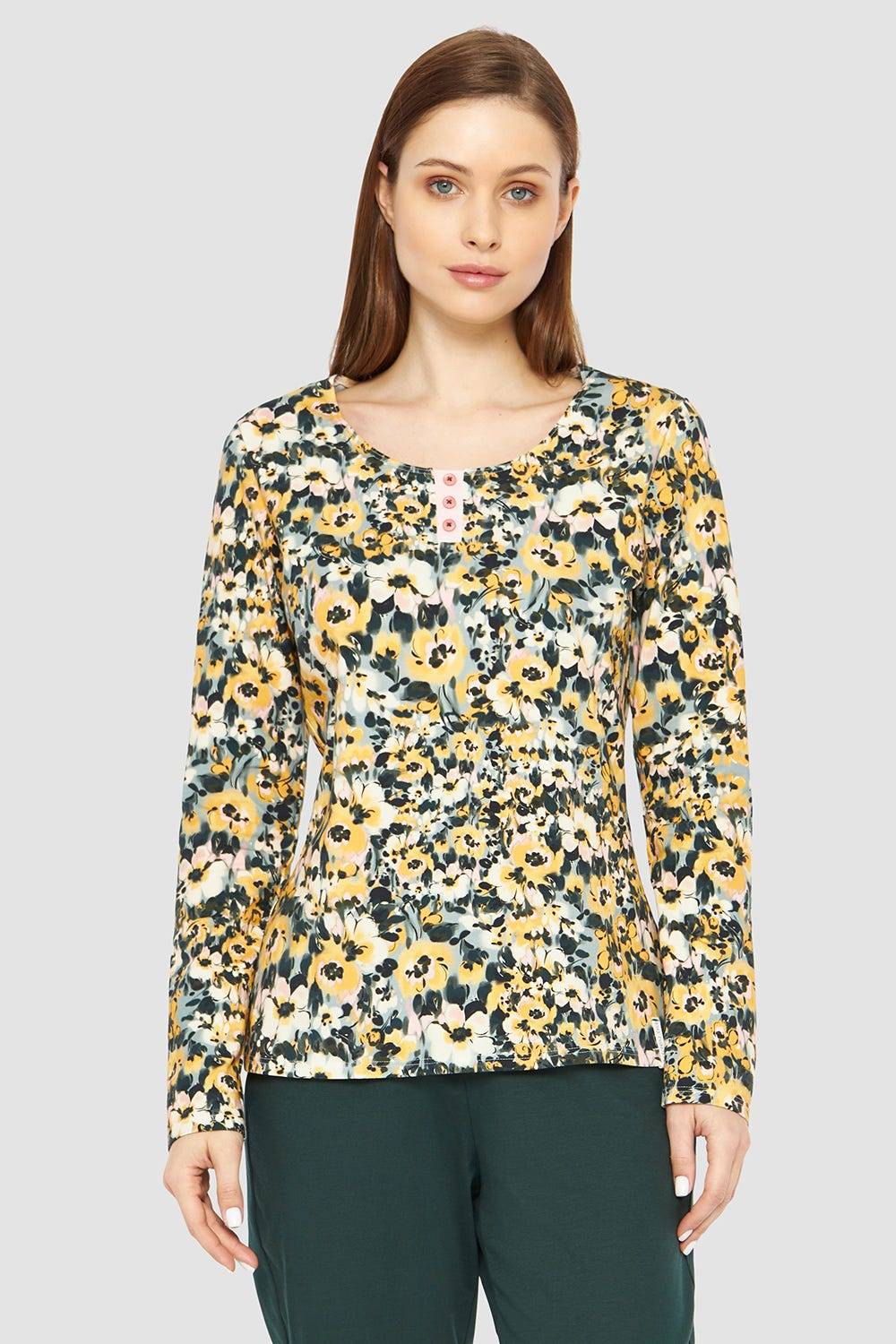 Rösch Shirt im gelben Blumenmuster Baumwolle/Elasthan