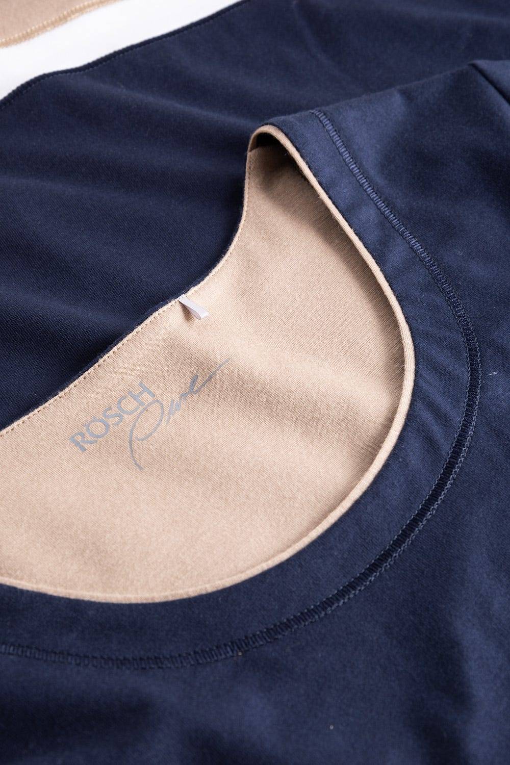 Rösch Shirt In Colorblocking-Optik Dunkelblau Beige Mix &amp; Match Baumwolle/Modal