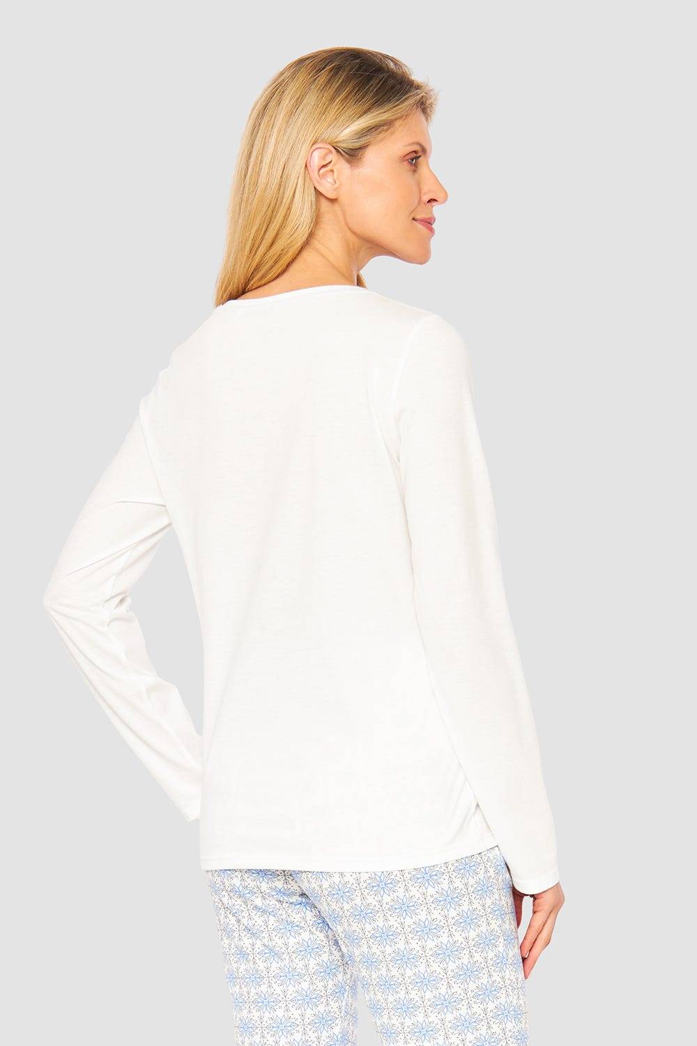 Rösch Shirt Mit Schneeflocken Weiß Blau 100% Baumwolle