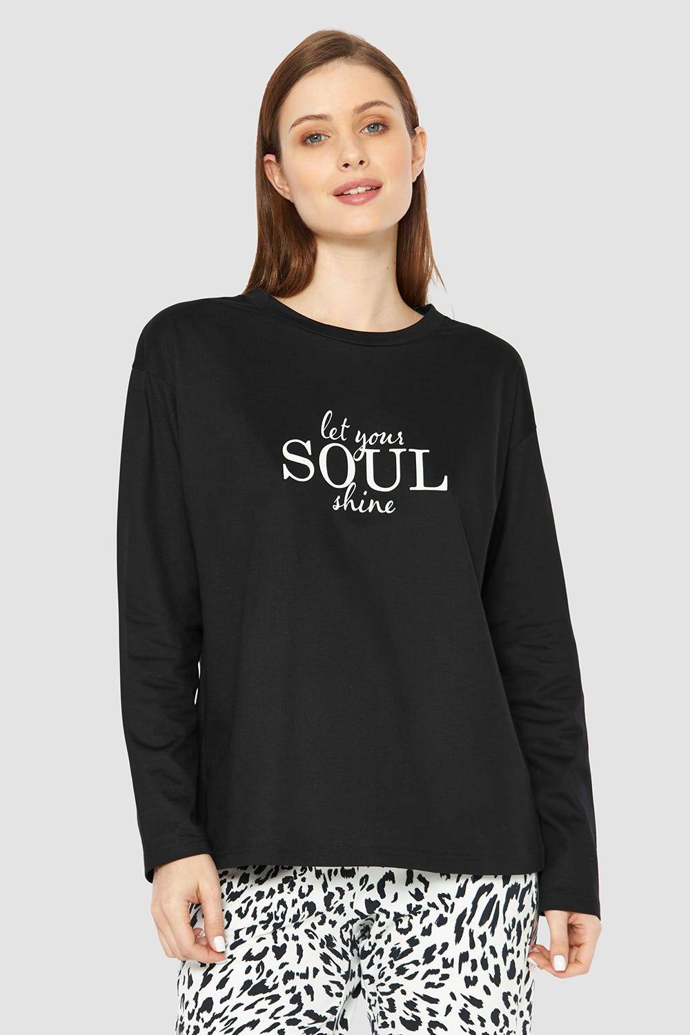 Rösch Shirt mit Schriftzug "let your soul shine" 100% Baumwolle