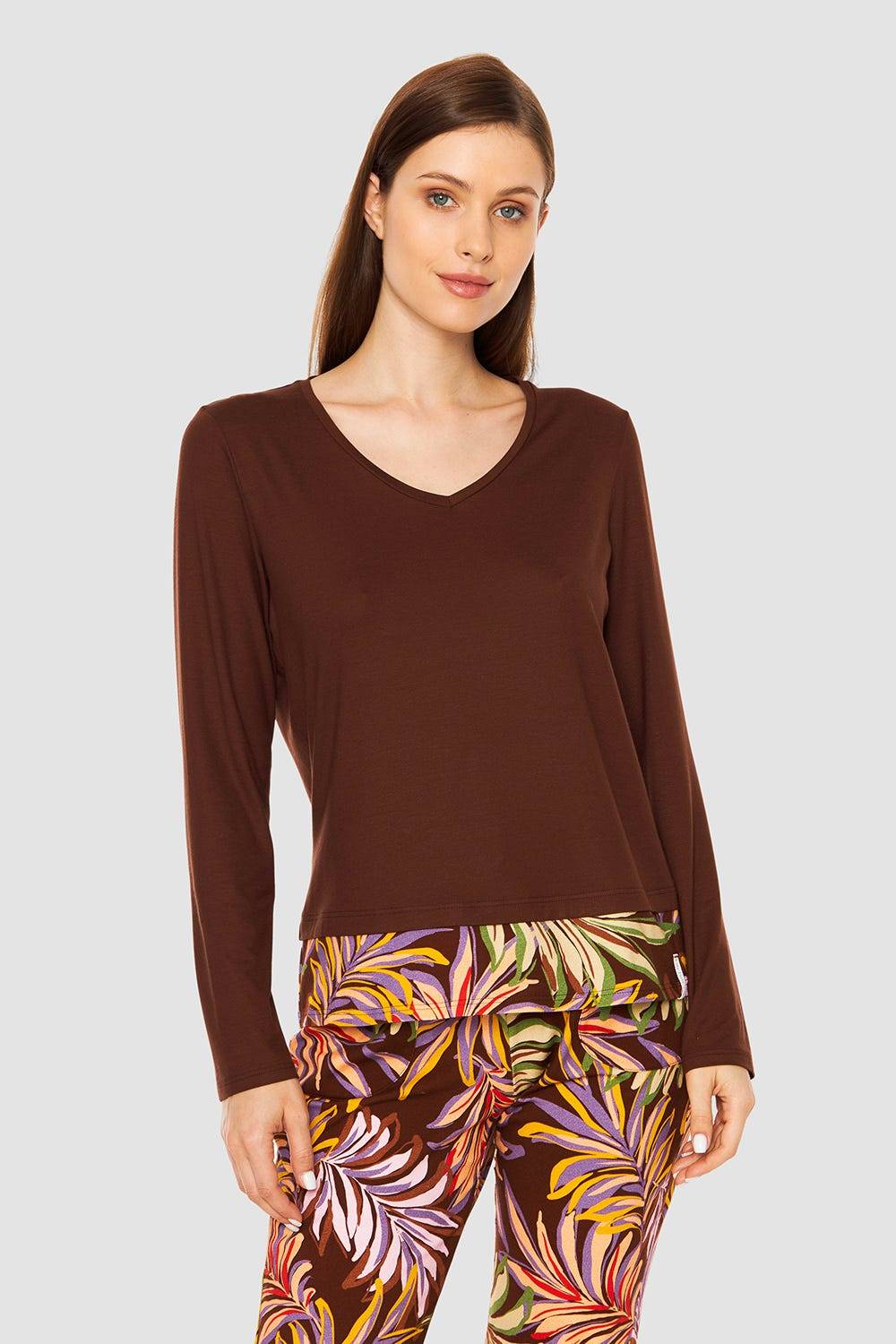 Rösch Shirt mit V-Ausschnitt angenähte Stufe Viskose/Elasthan