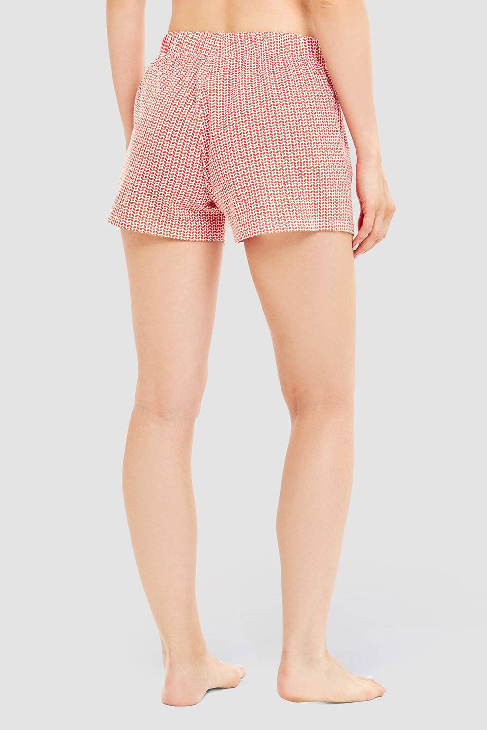 Rösch Shorts Im Grafikprint Rot-Grün Baumwolle/Elasthan