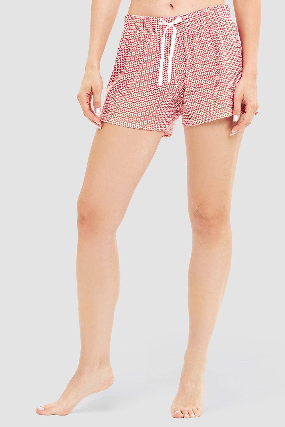 Rösch Shorts im Grafikprint Rot-Grün Baumwolle/Elasthan