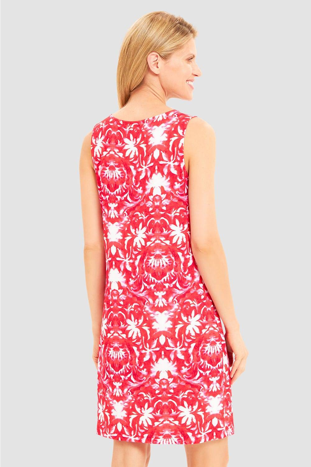 Rösch Strandkleid Ärmellos Im Ornament-Druck Rot-Weiß Raffungen