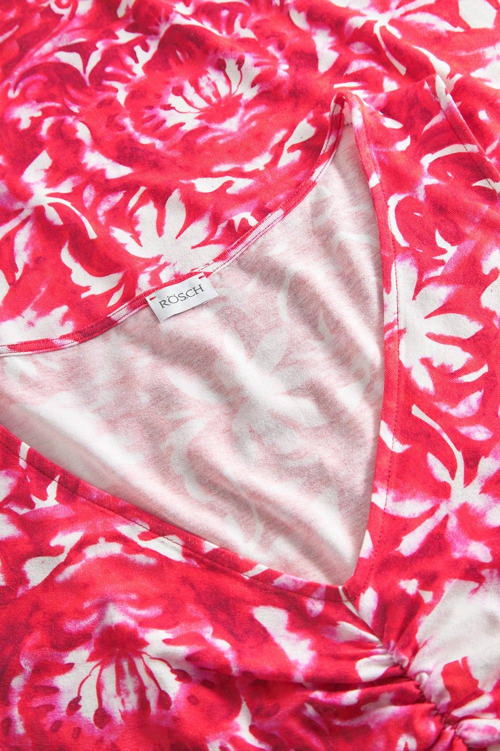 Rösch Strandkleid Ärmellos Im Ornament-Druck Rot-Weiß Raffungen