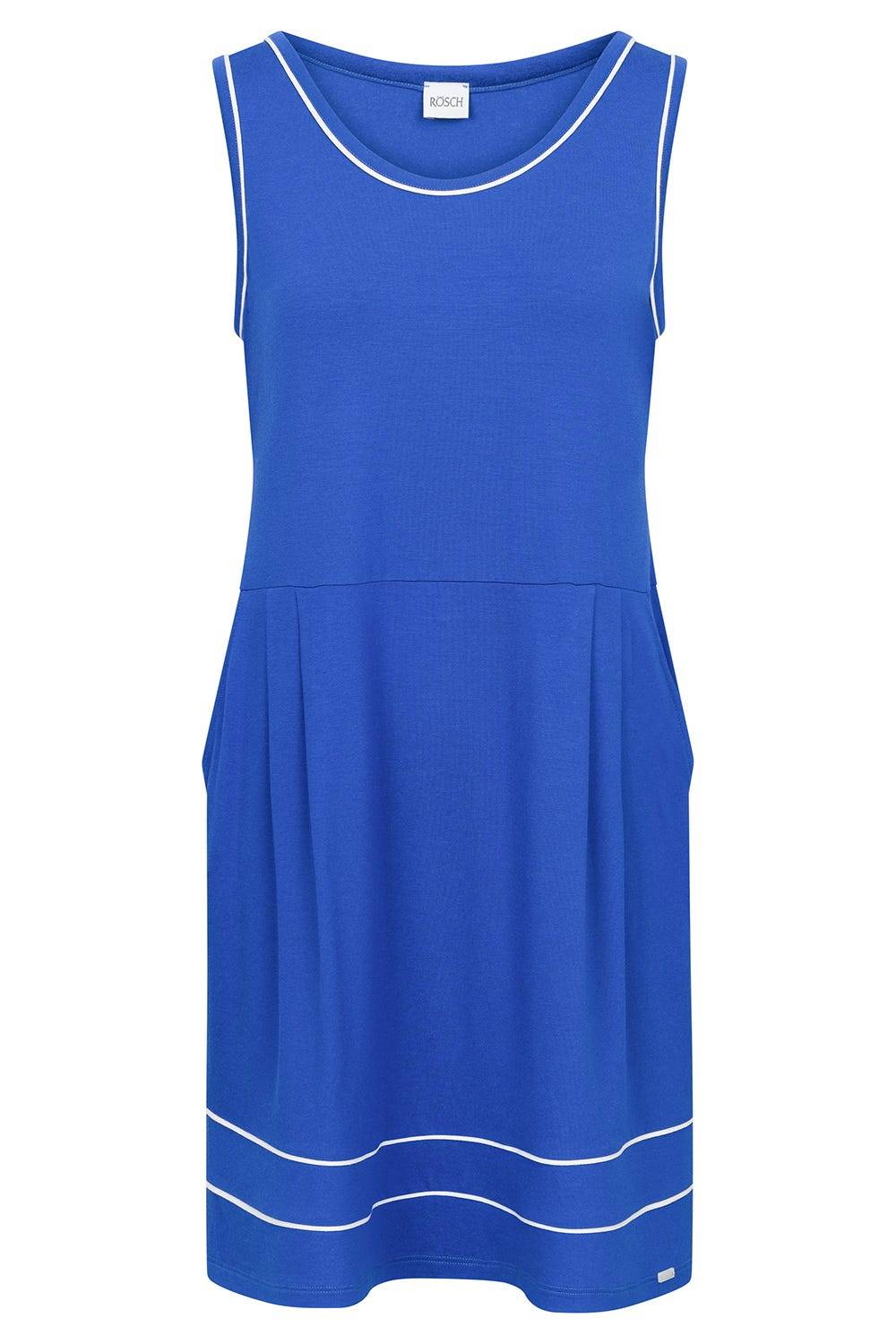 Rösch Strandkleid Ärmellos Mit Kontrast-Paspeln Neon-Blau