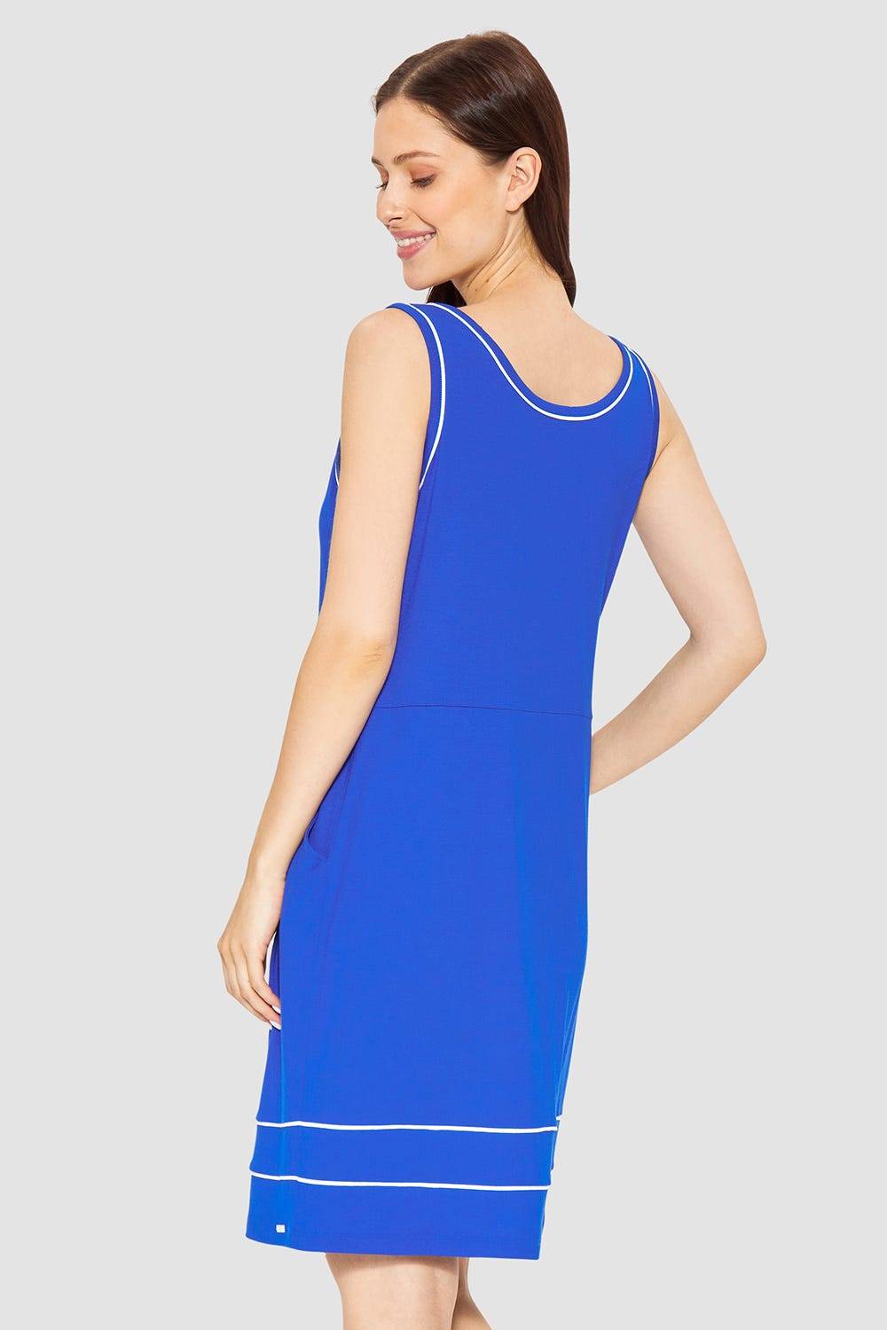 Rösch Strandkleid Ärmellos Mit Kontrast-Paspeln Neon-Blau