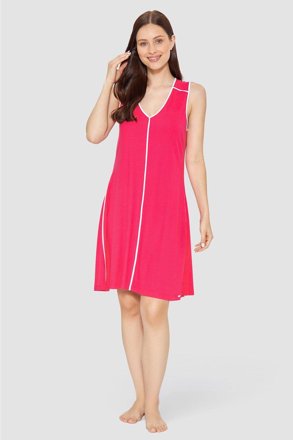 Rösch Strandkleid Ärmellos mit Kontrast-Paspeln Viskose/Elasthan