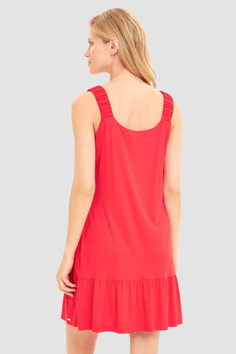 Rösch Strandkleid Ärmellos Mit Welligem Saum In Rot Viskose/Elasthan