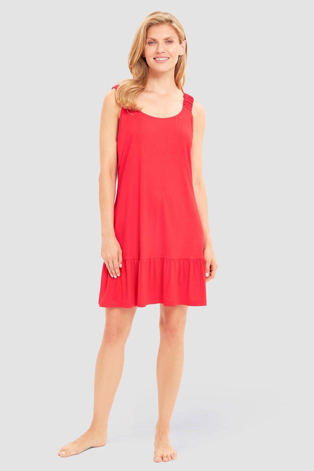 Rösch Strandkleid Ärmellos mit welligem Saum in Rot Viskose/Elasthan