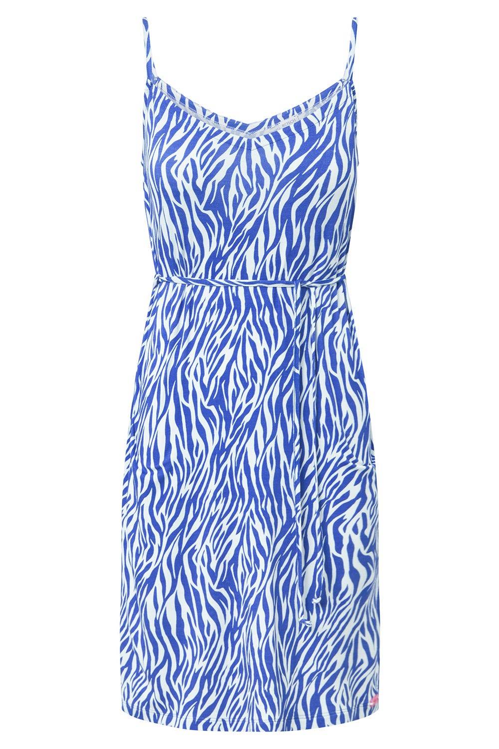 Rösch Strandkleid Im Modernen Zebradruck Blau-Weiß Spaghetti-Träger Viskose/Elasthan