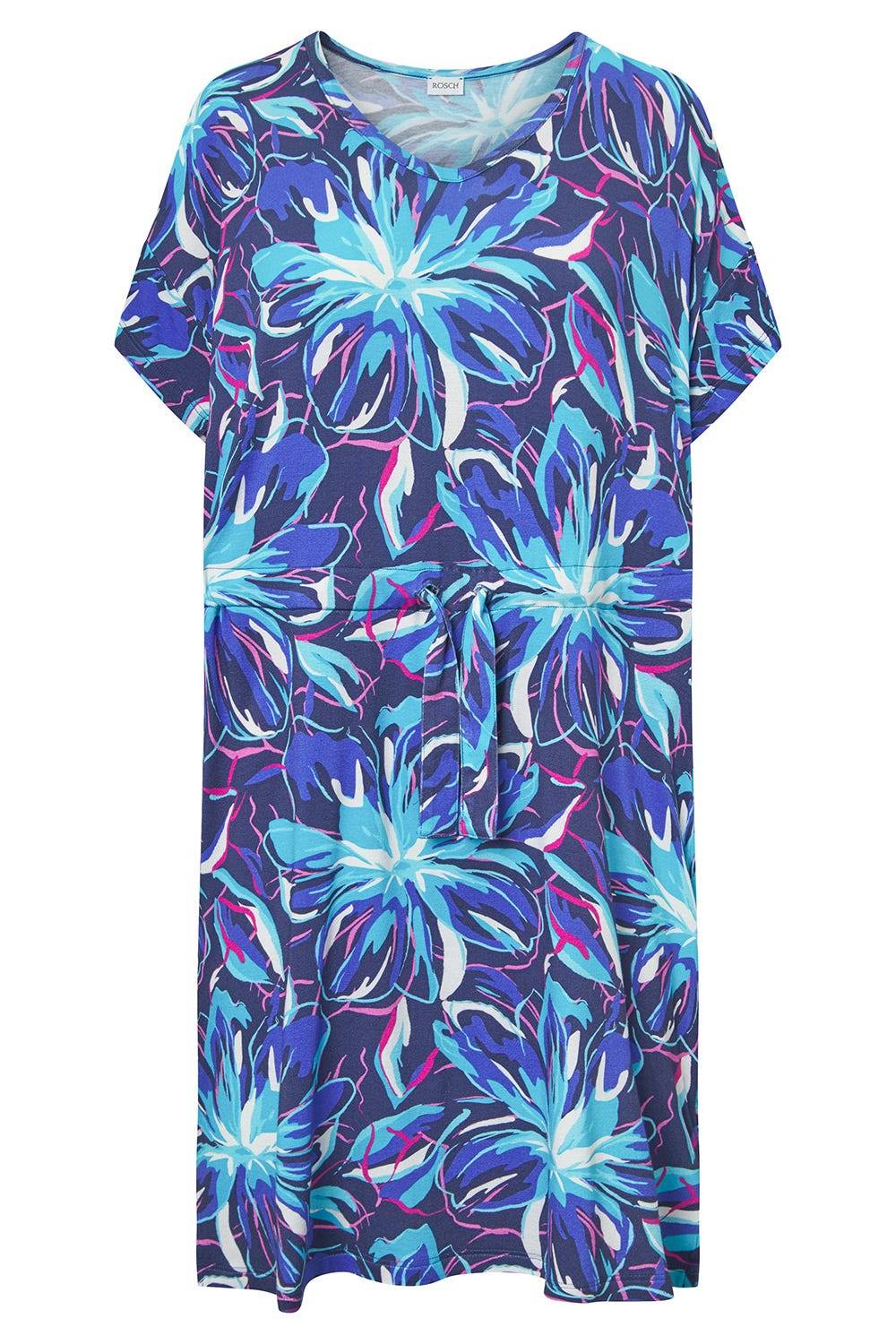 Rösch Strandkleid Kurzarm Im Blumendruck Neonfarben Zum Binden Baumwolle/Elasthan