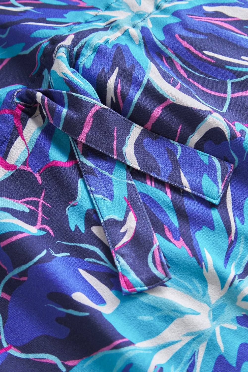 Rösch Strandkleid Kurzarm Im Blumendruck Neonfarben Zum Binden Baumwolle/Elasthan