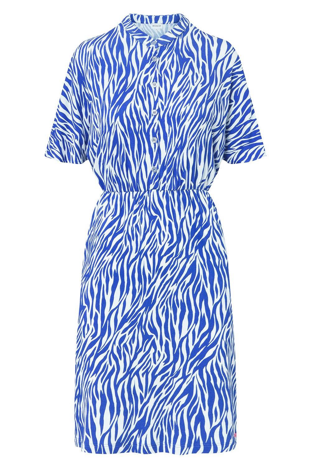Rösch Strandkleid Kurzarm Im Modernen Zebradruck Blau-Weiß Viskose/Elasthan