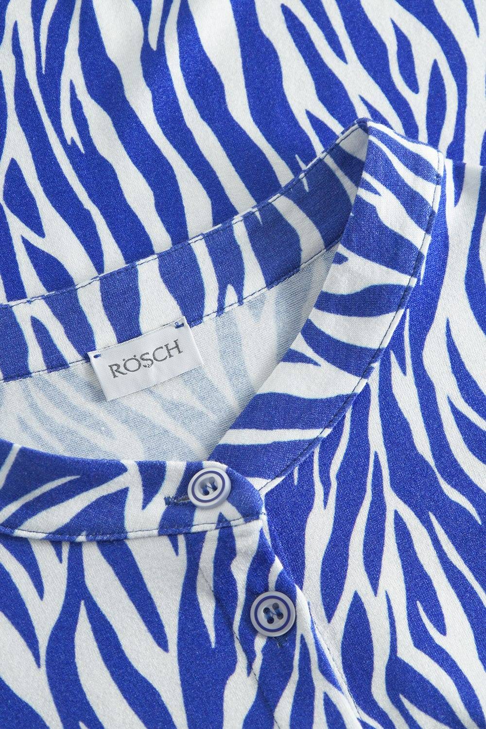 Rösch Strandkleid Kurzarm Im Modernen Zebradruck Blau-Weiß Viskose/Elasthan