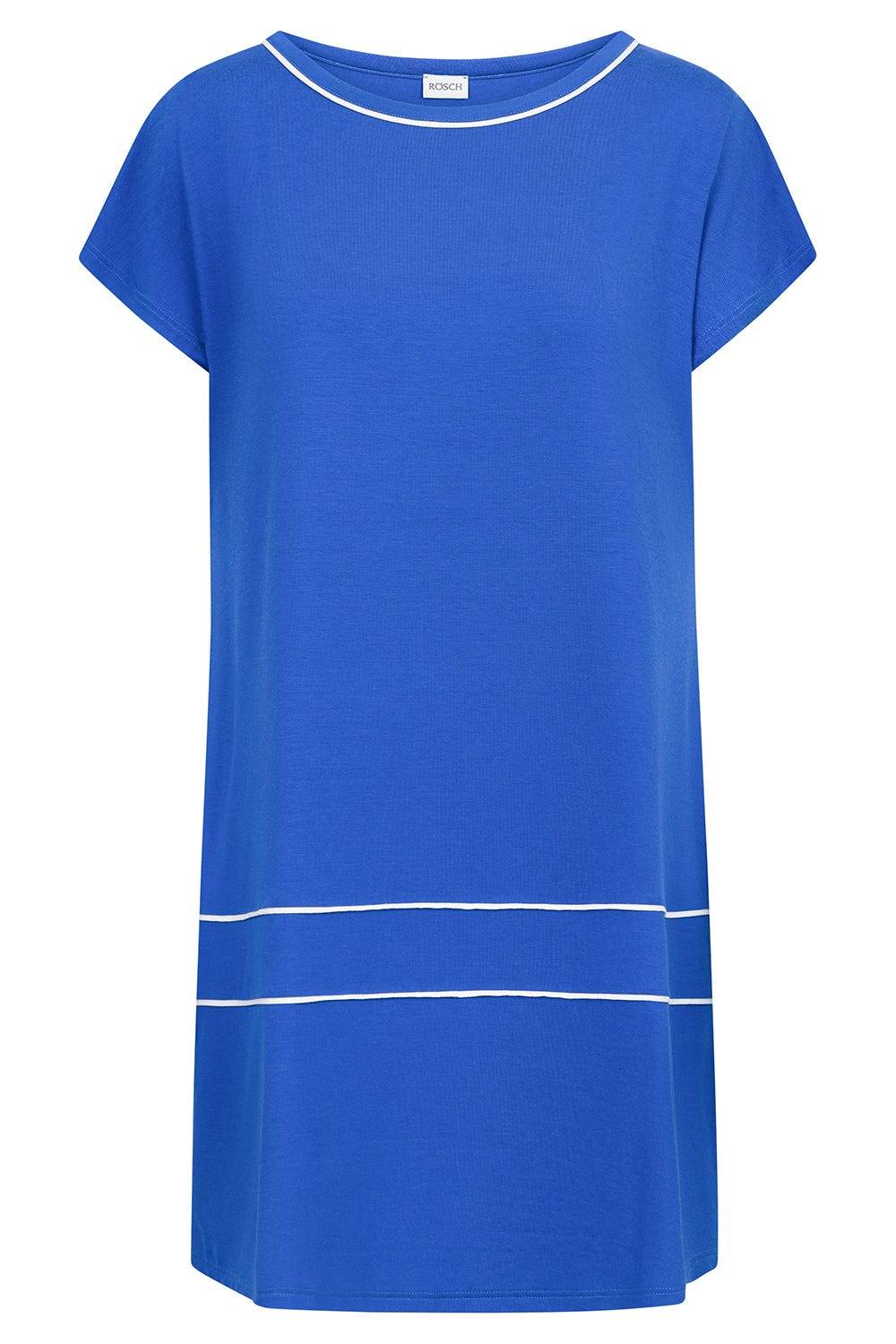 Rösch Strandkleid Kurzarm Mit Kontrast-Paspeln Neon-Blau