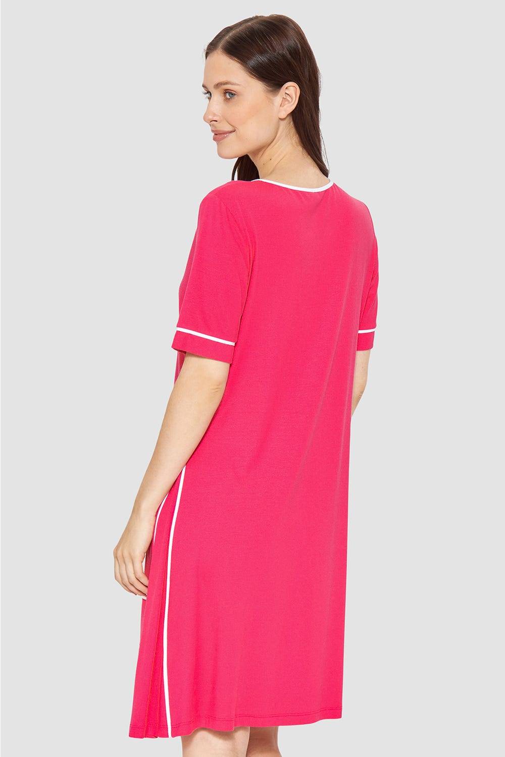 Rösch Strandkleid Kurzarm Mit Kontrast-Paspeln Viskose/Elasthan