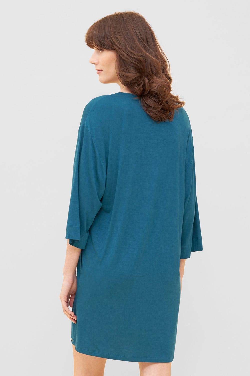 Rösch Strandkleid Mit Paspeln Am Ausschnitt Petrol 3/4-Arm Viskose/Elasthan