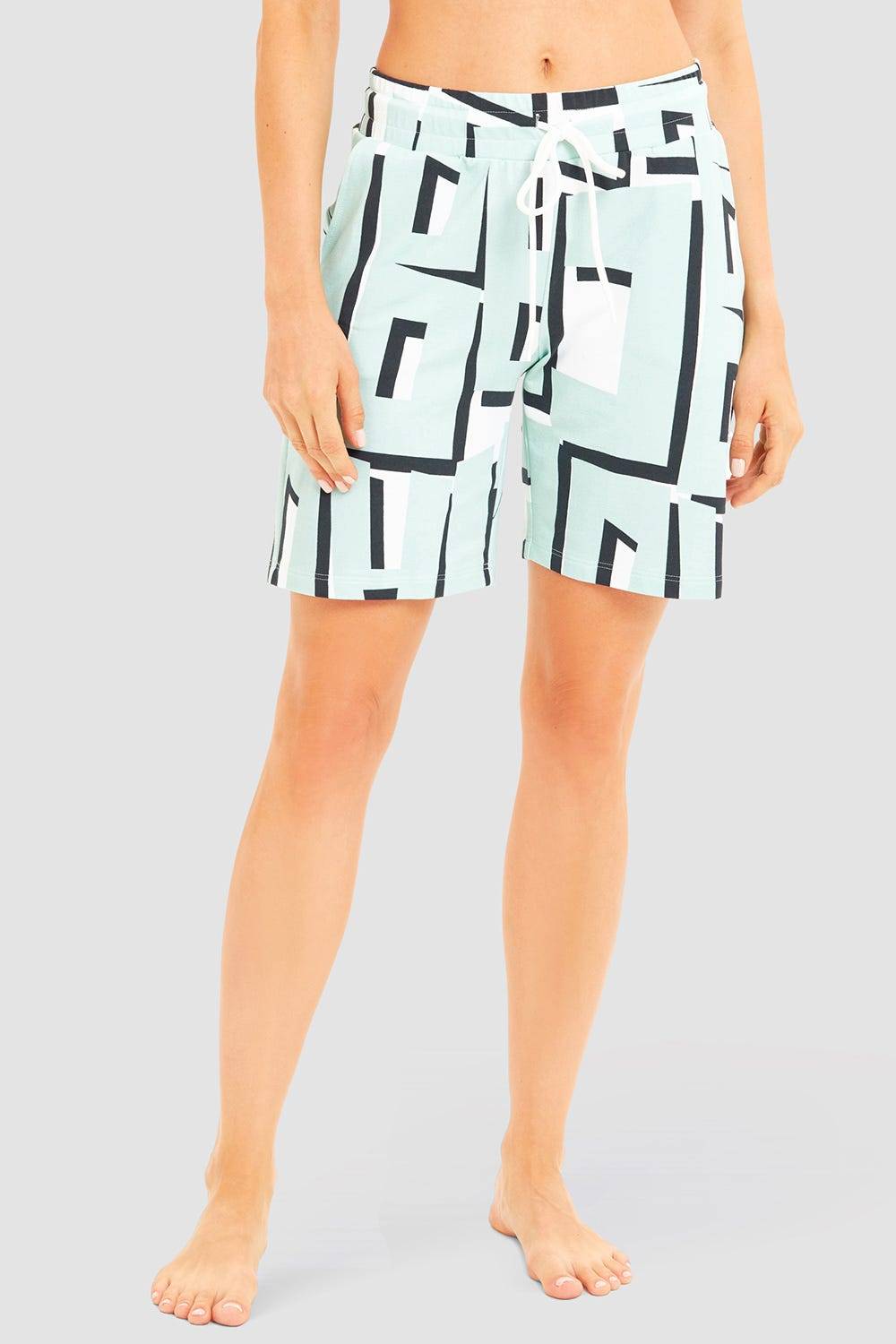 Rösch Sweat Bermuda im Letter-Print Türkis Baumwolle/Elasthan