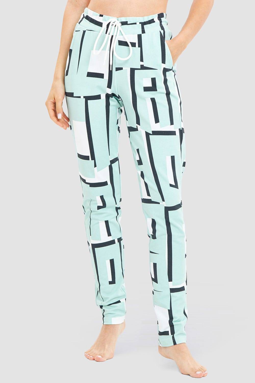 Rösch Sweathose im Letter-Print Türkis Baumwolle/Elasthan