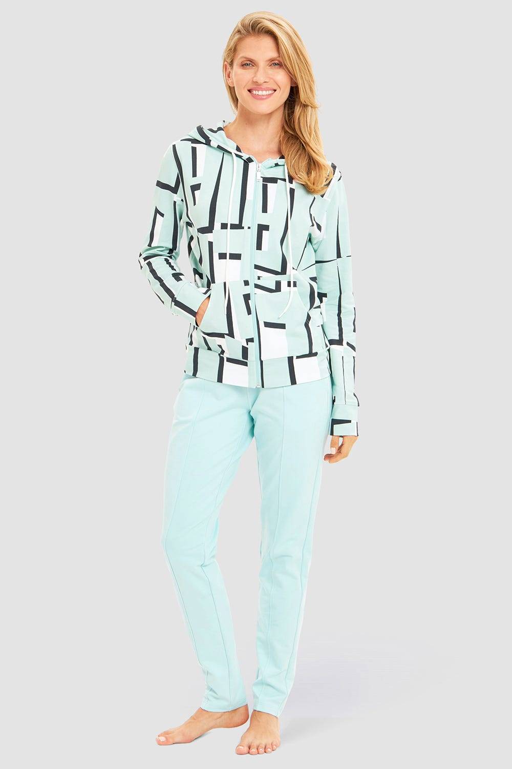 Rösch Sweatjacke Im Letter-Print Türkis Baumwolle/Elasthan