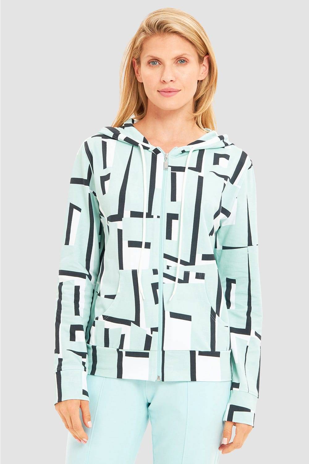 Rösch Sweatjacke im Letter-Print Türkis Baumwolle/Elasthan