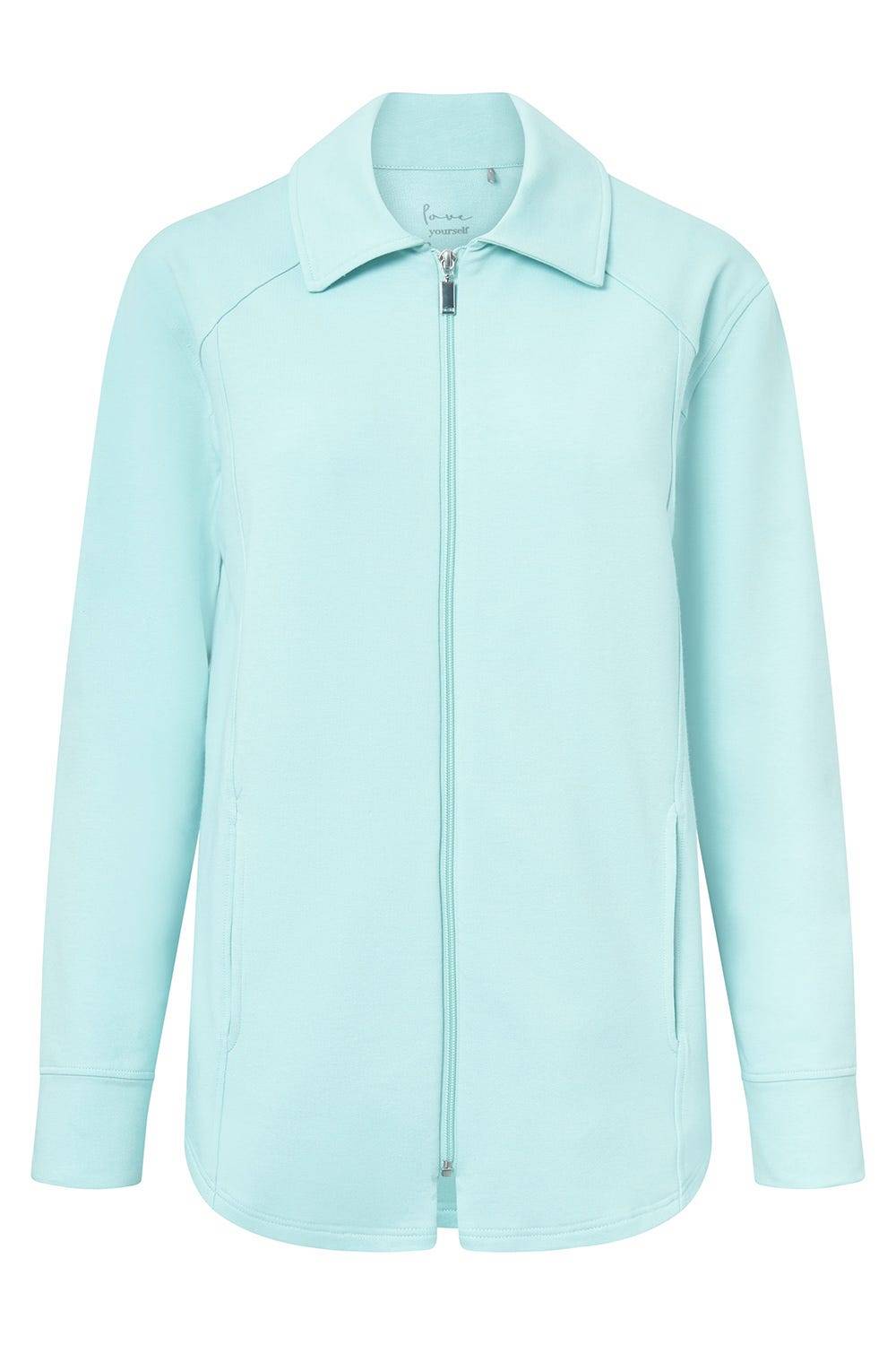 Rösch Sweatjacke Mit Ziernähten Türkisblau Baumwolle/Elasthan