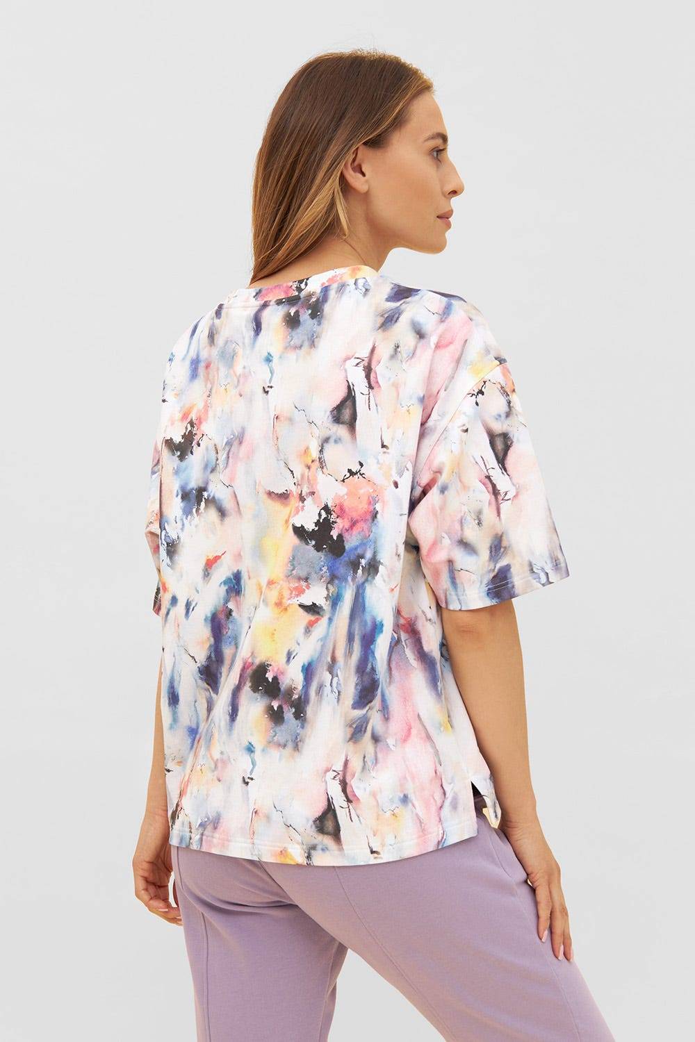 Rösch Sweatshirt Im Farbenfrohen Druck Halbarm T-Shirt Mix & Match Baumwolle/Elasthan