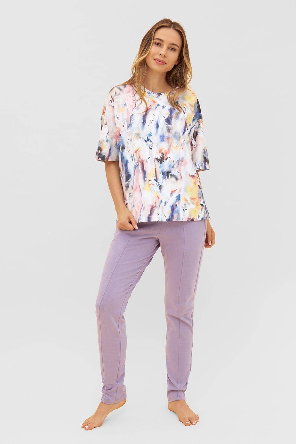 Rösch Sweatshirt Im Farbenfrohen Druck Halbarm T-Shirt Mix & Match Baumwolle/Elasthan