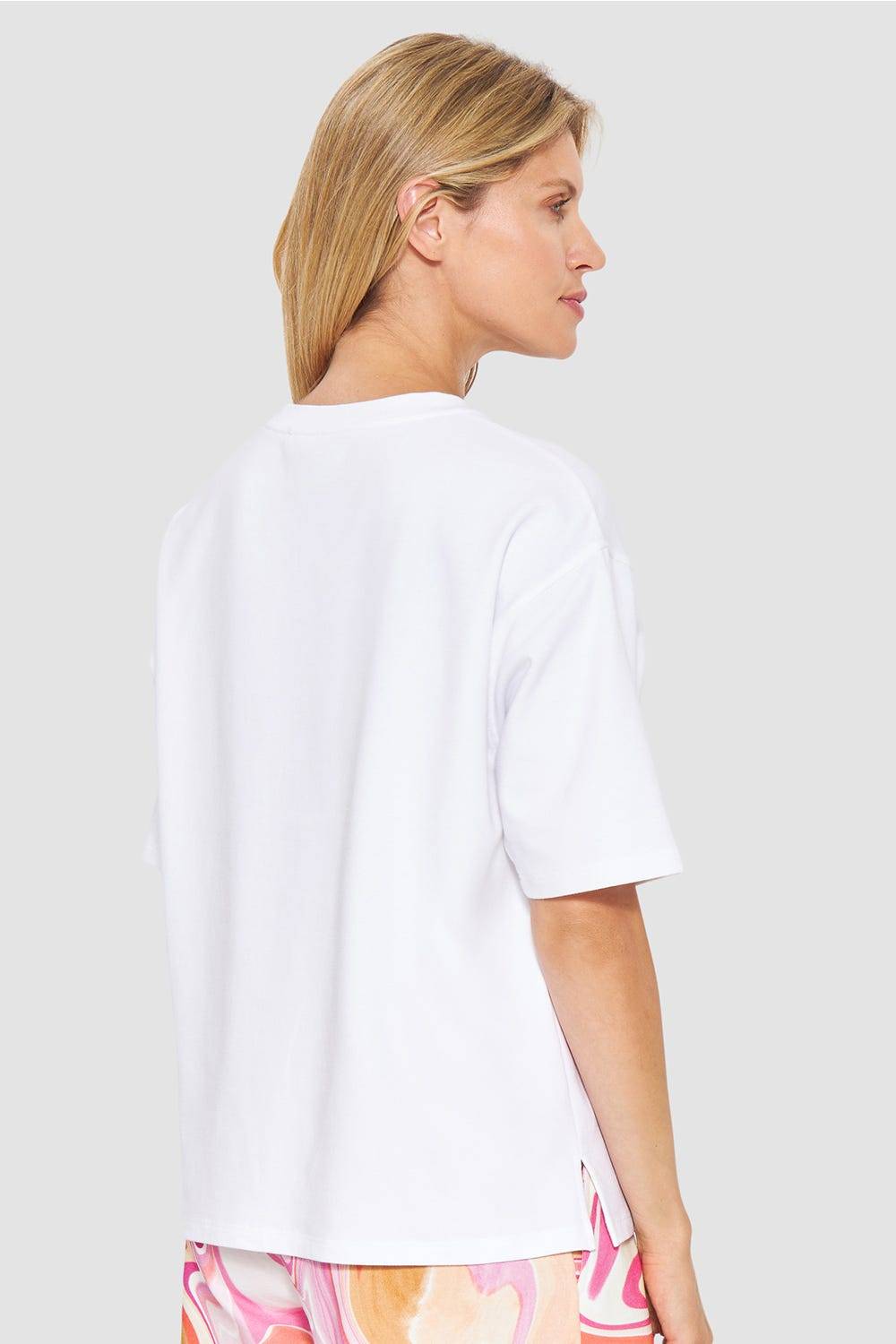 Rösch Sweatshirt In Weiß Kastenförmig Baumwolle/Elasthan