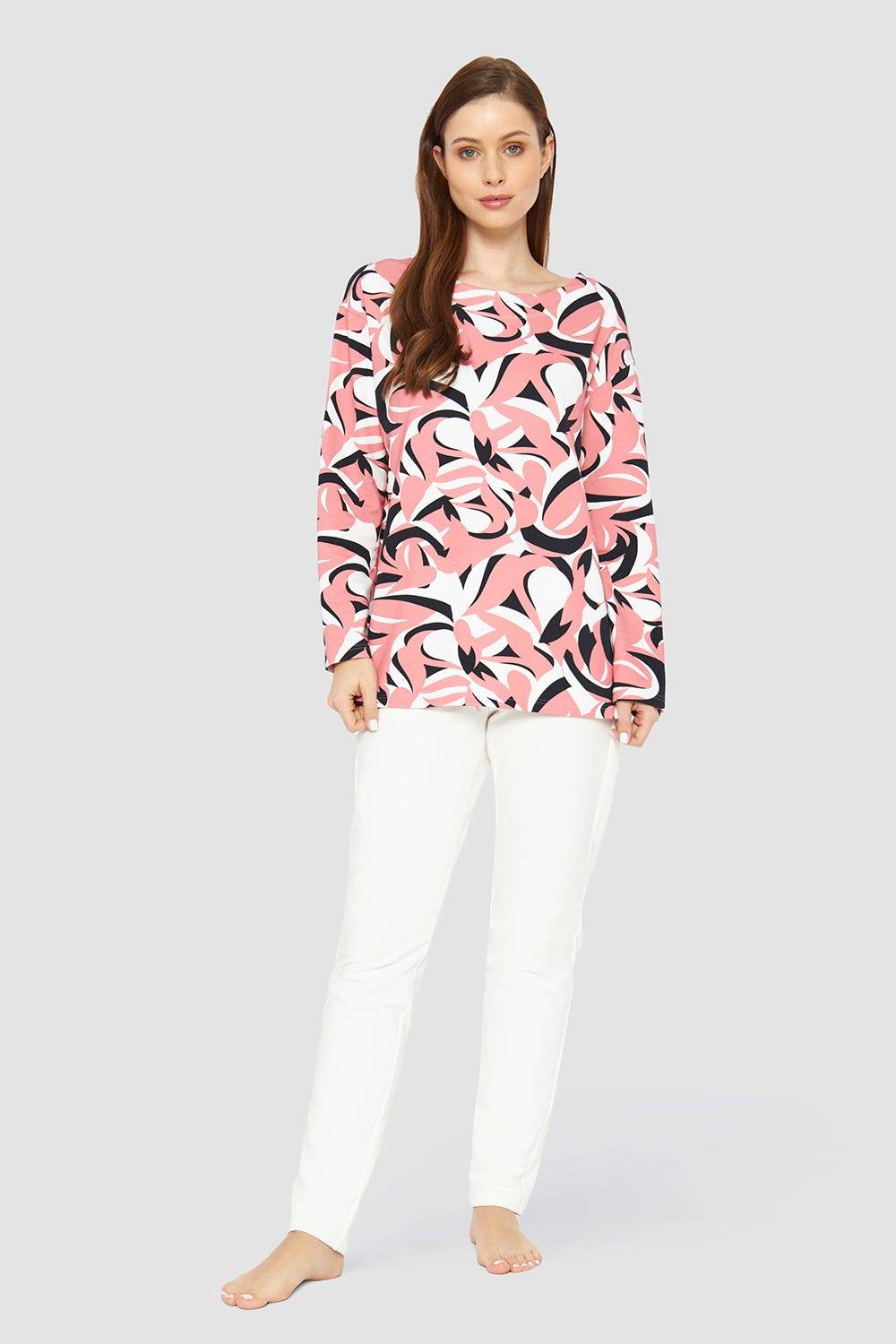 Rösch Sweatshirt Mit U-Boot-Ausschnitt Baumwolle/Elasthan