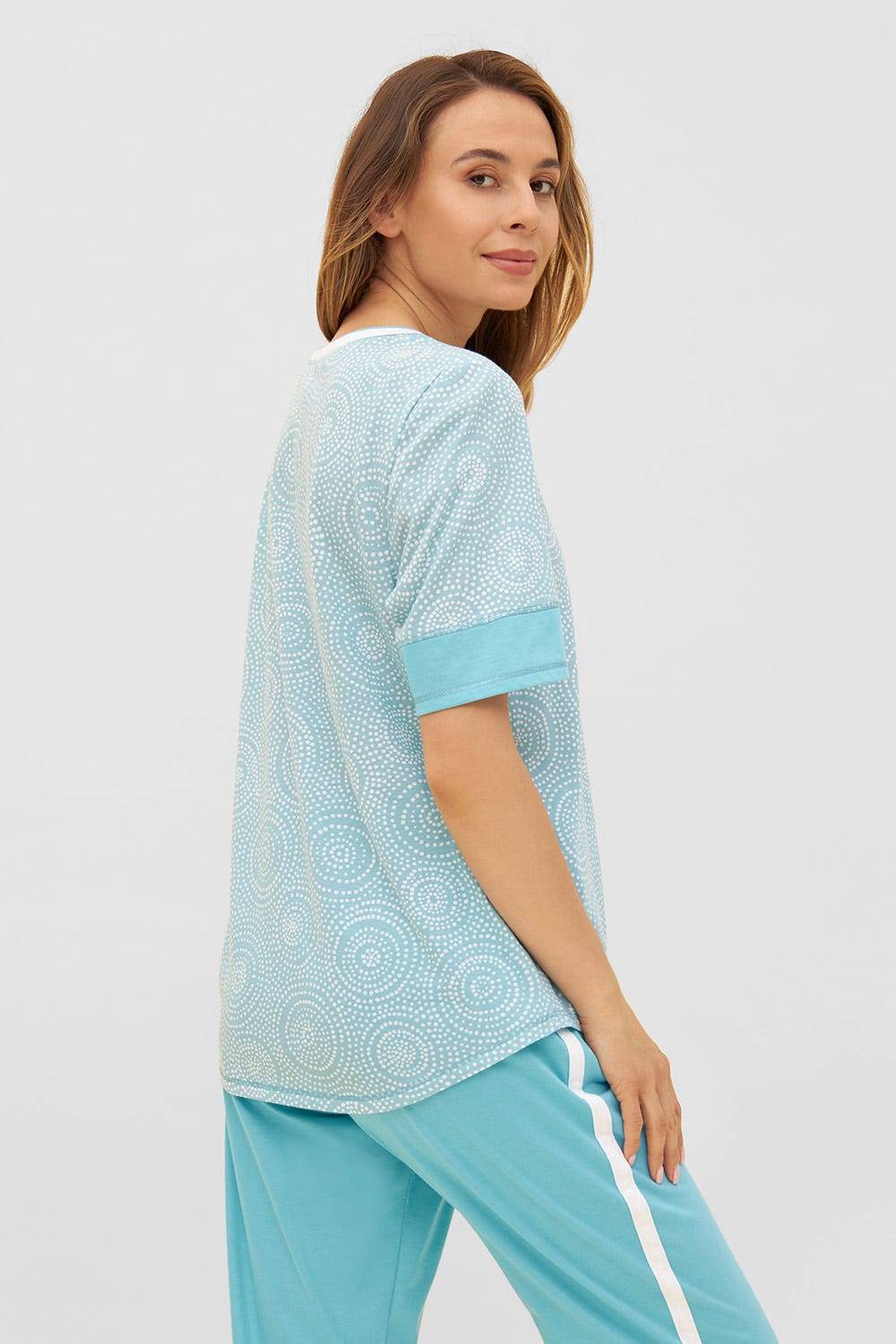 Rösch T-Shirt Im Grafischen Punkte-Druck Rundhals Baumwolle/Modal