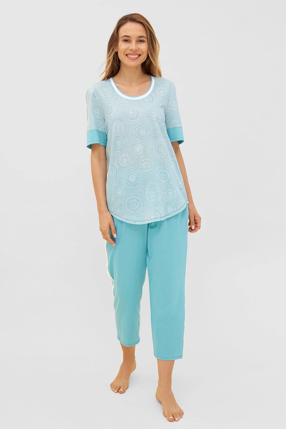 Rösch T-Shirt Im Grafischen Punkte-Druck Rundhals Baumwolle/Modal