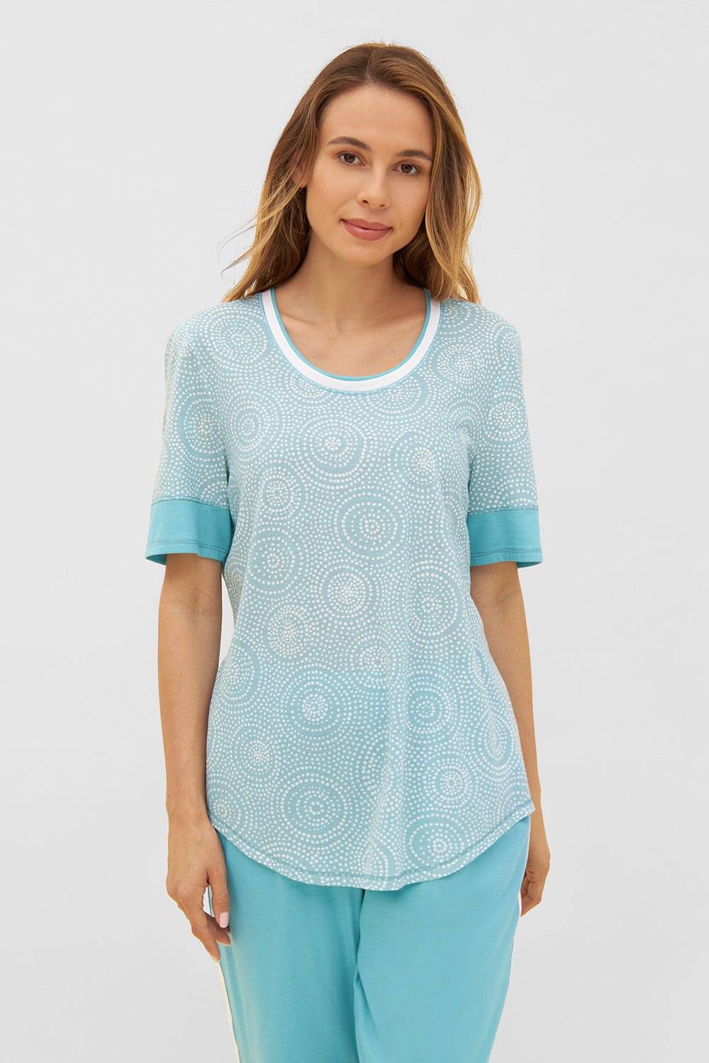 Rösch T-Shirt im grafischen Punkte-Druck Rundhals Baumwolle/Modal