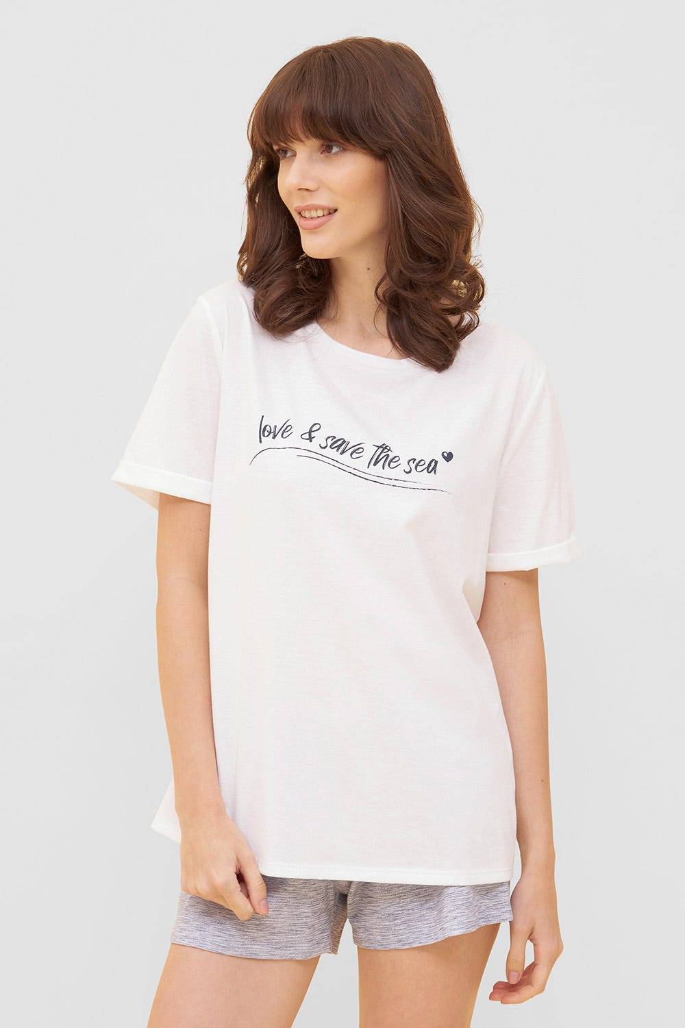 Rösch T-Shirt mit Schriftzug "love &amp; save the sea" Mix &amp; Match 100% Bio-Baumwolle