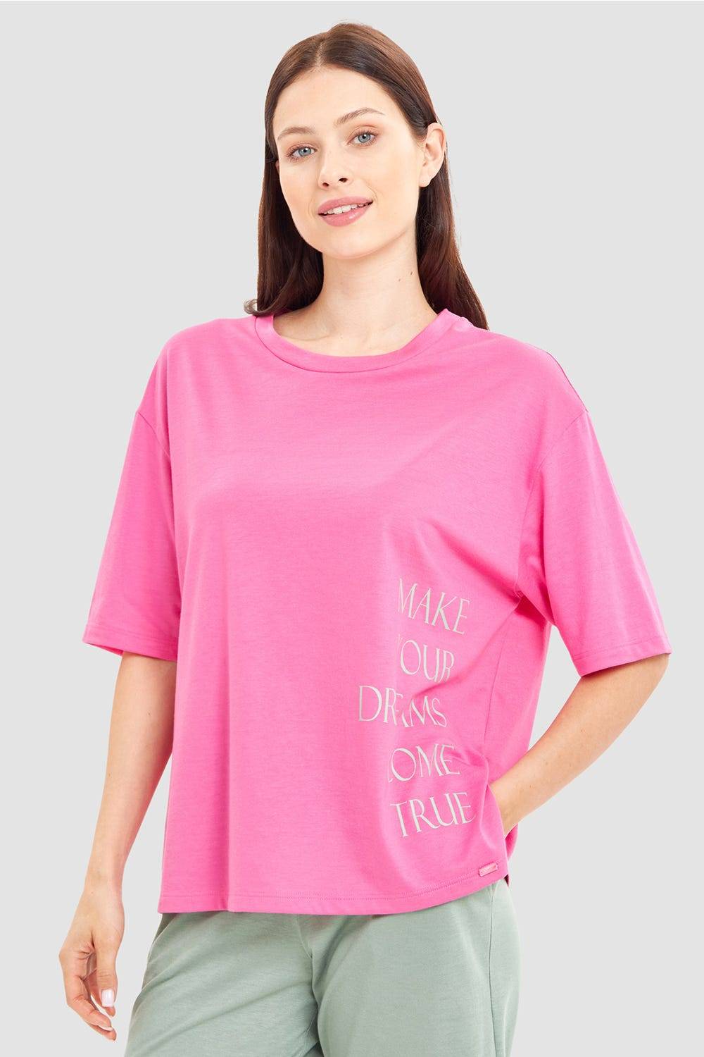 Rösch T-Shirt mit Schriftzug sportiv Baumwolle/Modal