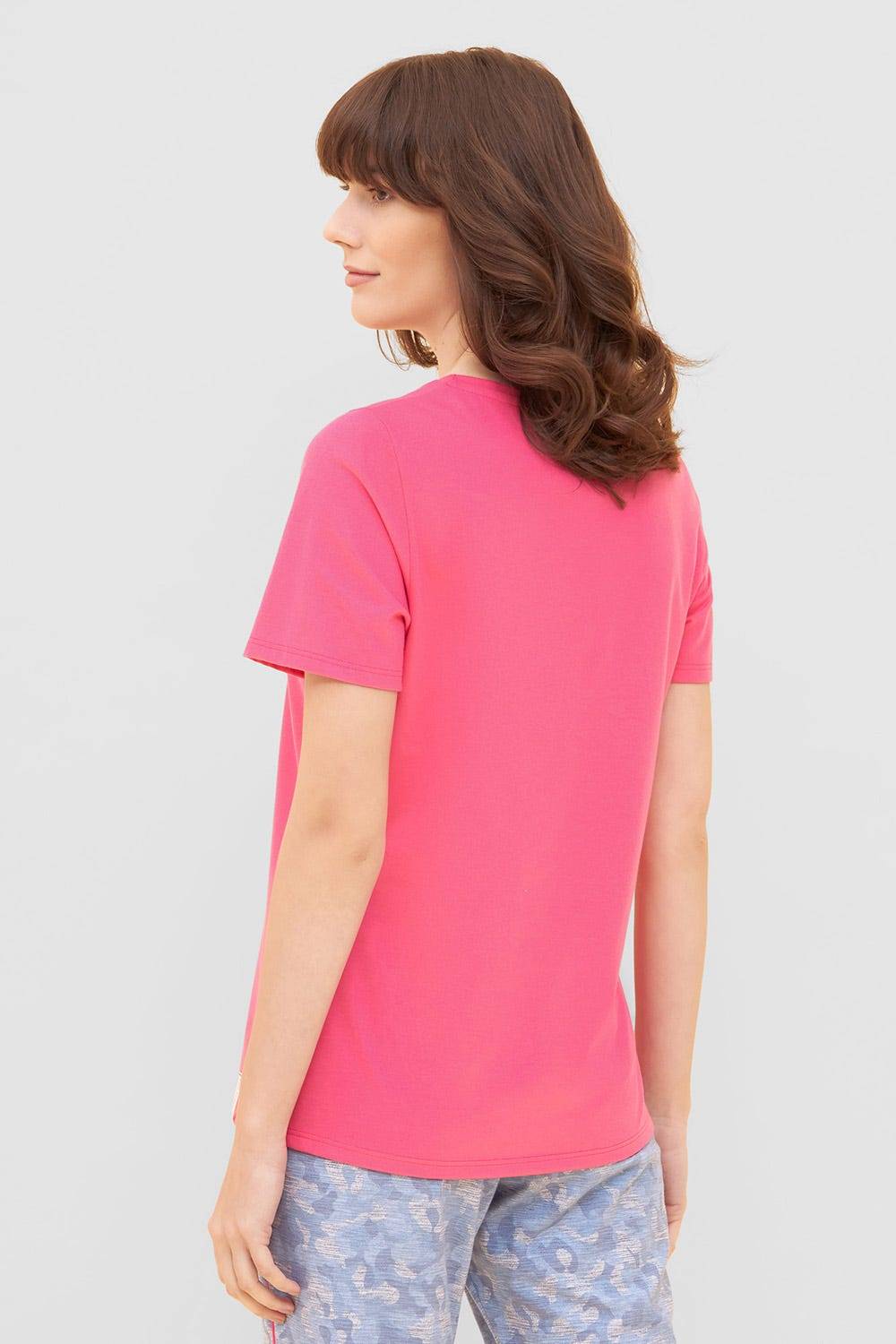 Rösch T-Shirt Mit Schriftzug "Think Happy" Pink Kurzarm Mix &amp; Match 100% Baumwolle