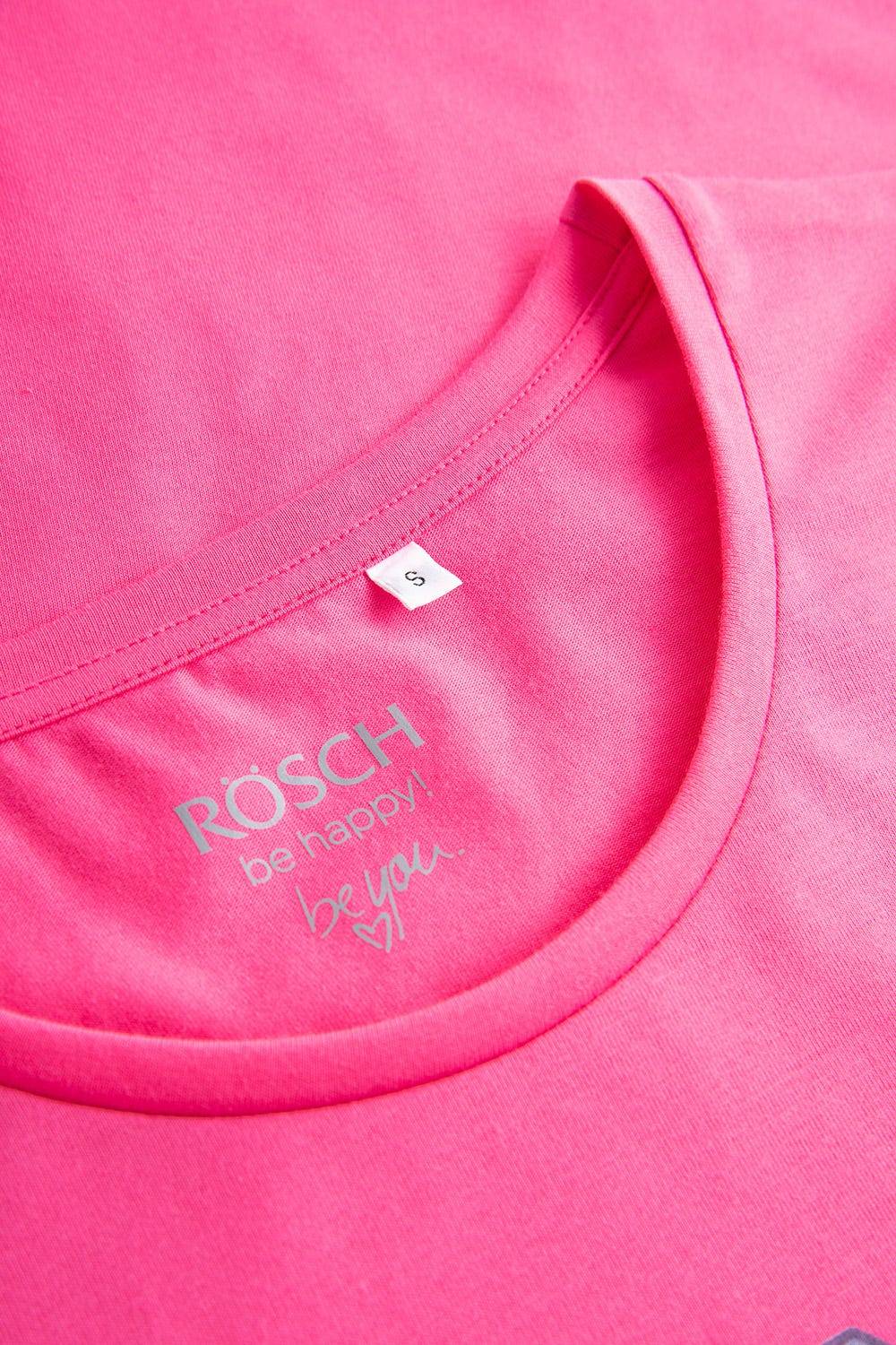 Rösch T-Shirt Mit Schriftzug "Think Happy" Pink Kurzarm Mix &amp; Match 100% Baumwolle