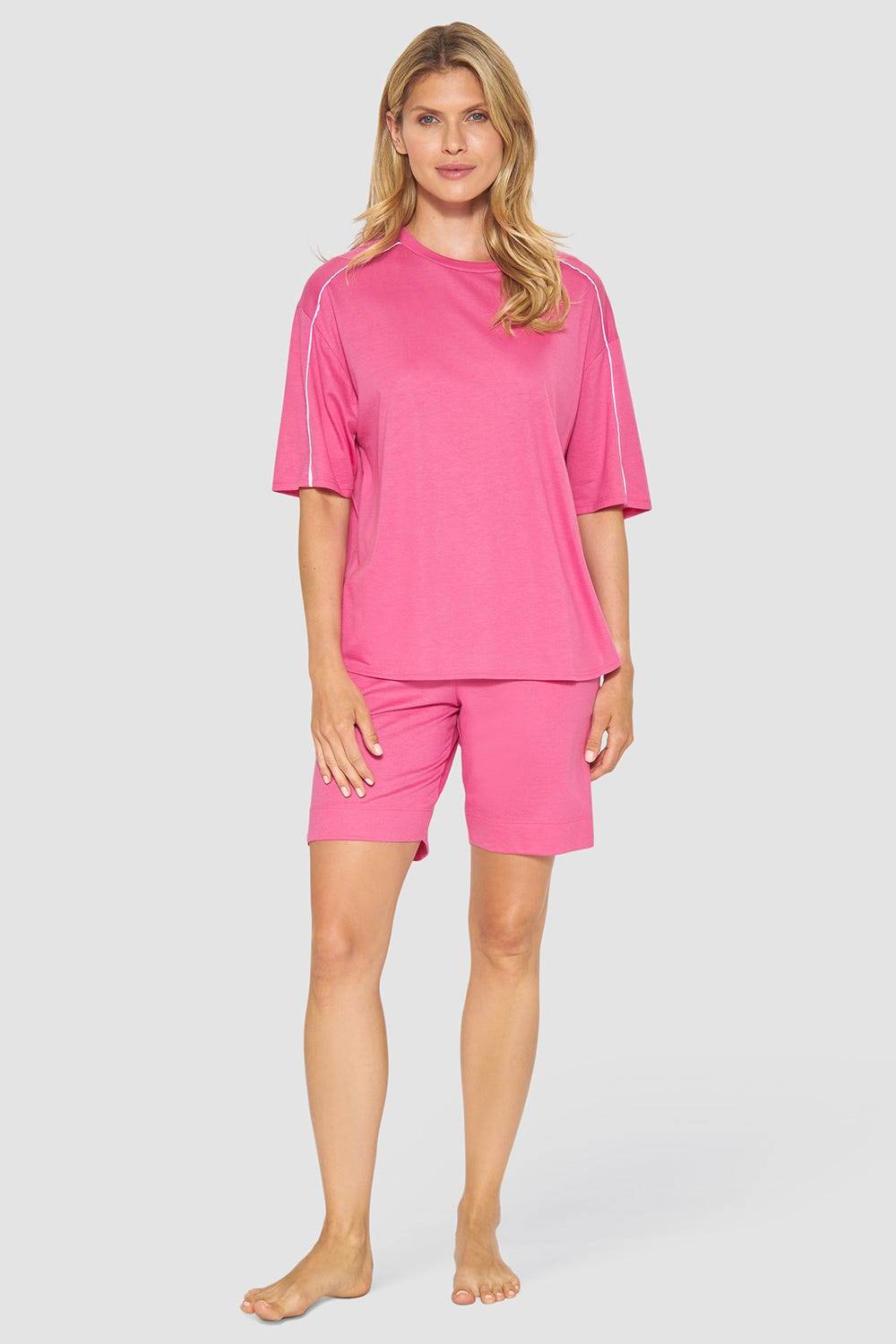 Rösch T-Shirt Mit Sportiven Paspeln Baumwolle/Modal