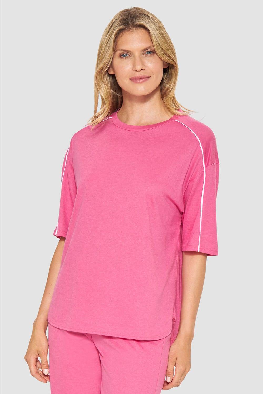 Rösch T-Shirt mit sportiven Paspeln Baumwolle/Modal