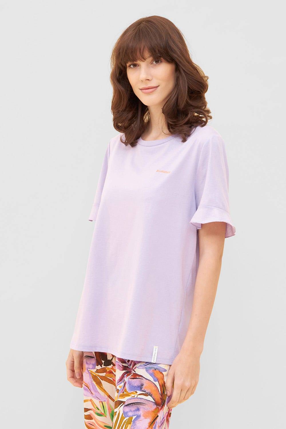 Rösch T-Shirt mit Volants und Stickerei "summer" Mix &amp; Match Viskose/Elasthan