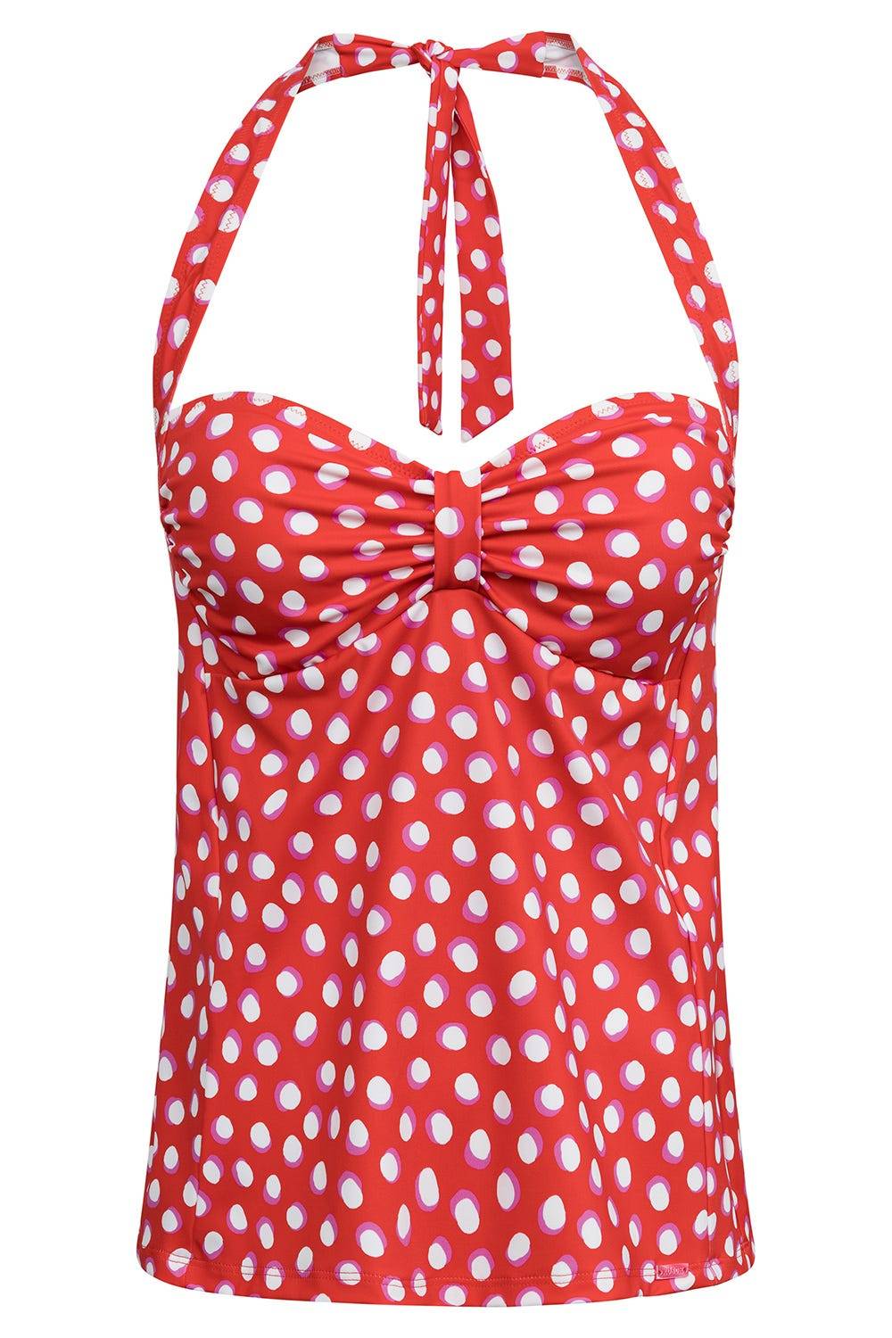 Rösch Tankini-Oberteil Neckholder Im Retro-Tupfendruck Rot-Weiß