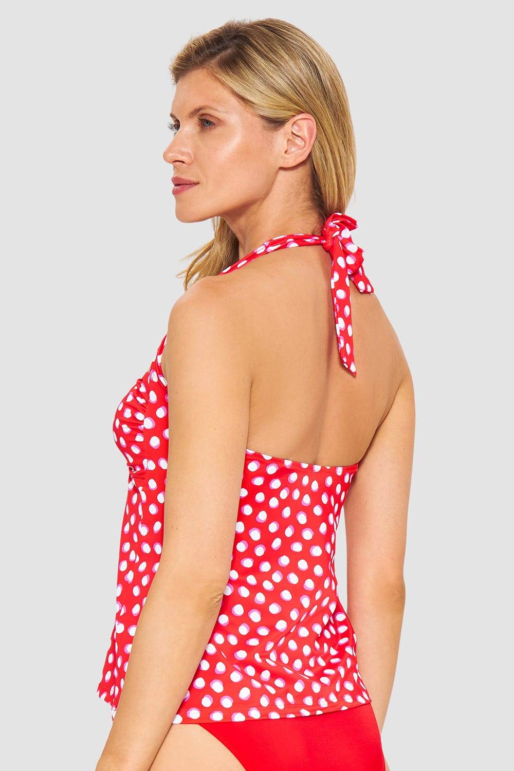 Rösch Tankini-Oberteil Neckholder Im Retro-Tupfendruck Rot-Weiß