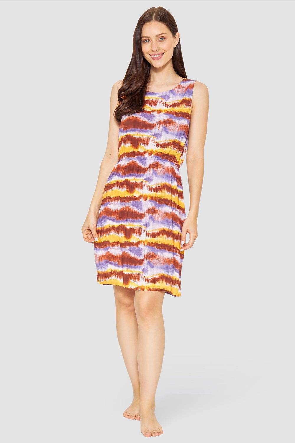 Rösch Trägerkleid im Batikdruck moderne Streifen im Webdruck 100% Viskose