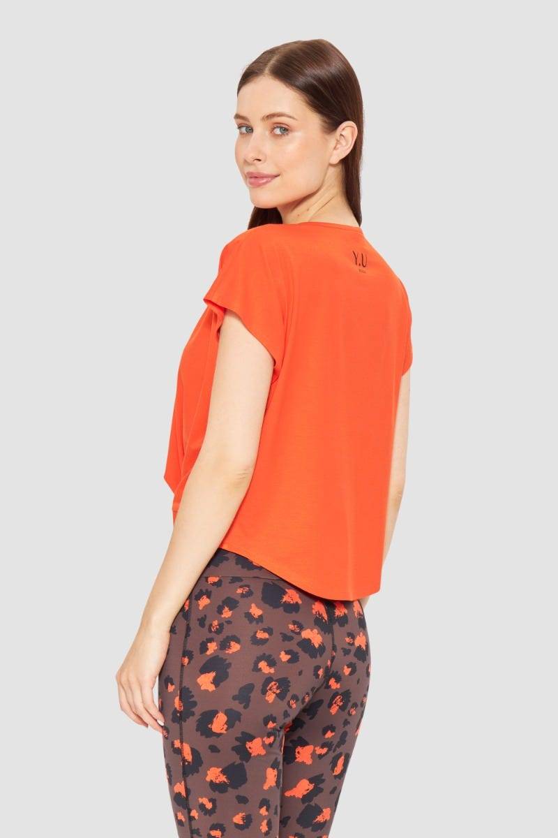 Rösch Y.U Yoga Shirt Mit Knoten Orange Sport Mix &amp; Match Baumwolle/ Elasthan