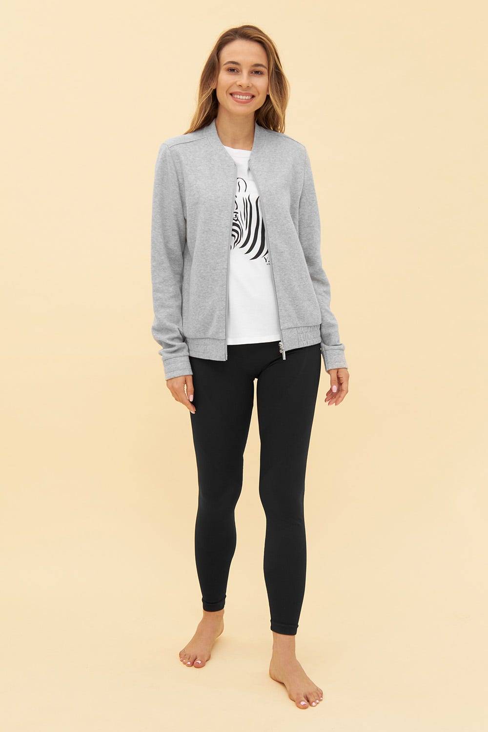 Rösch Y.U Yoga Sweatjacke In Grau Loungewear Mix & Match Baumwolle/recycled Polyamid