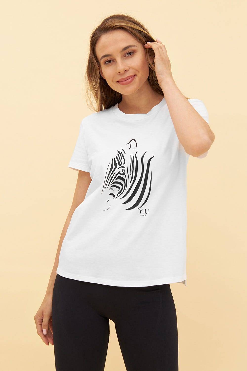 Rösch Y.U Yoga T-Shirt mit Motivdruck Zebra Sport Mix &amp; Match Baumwolle/Elasthan