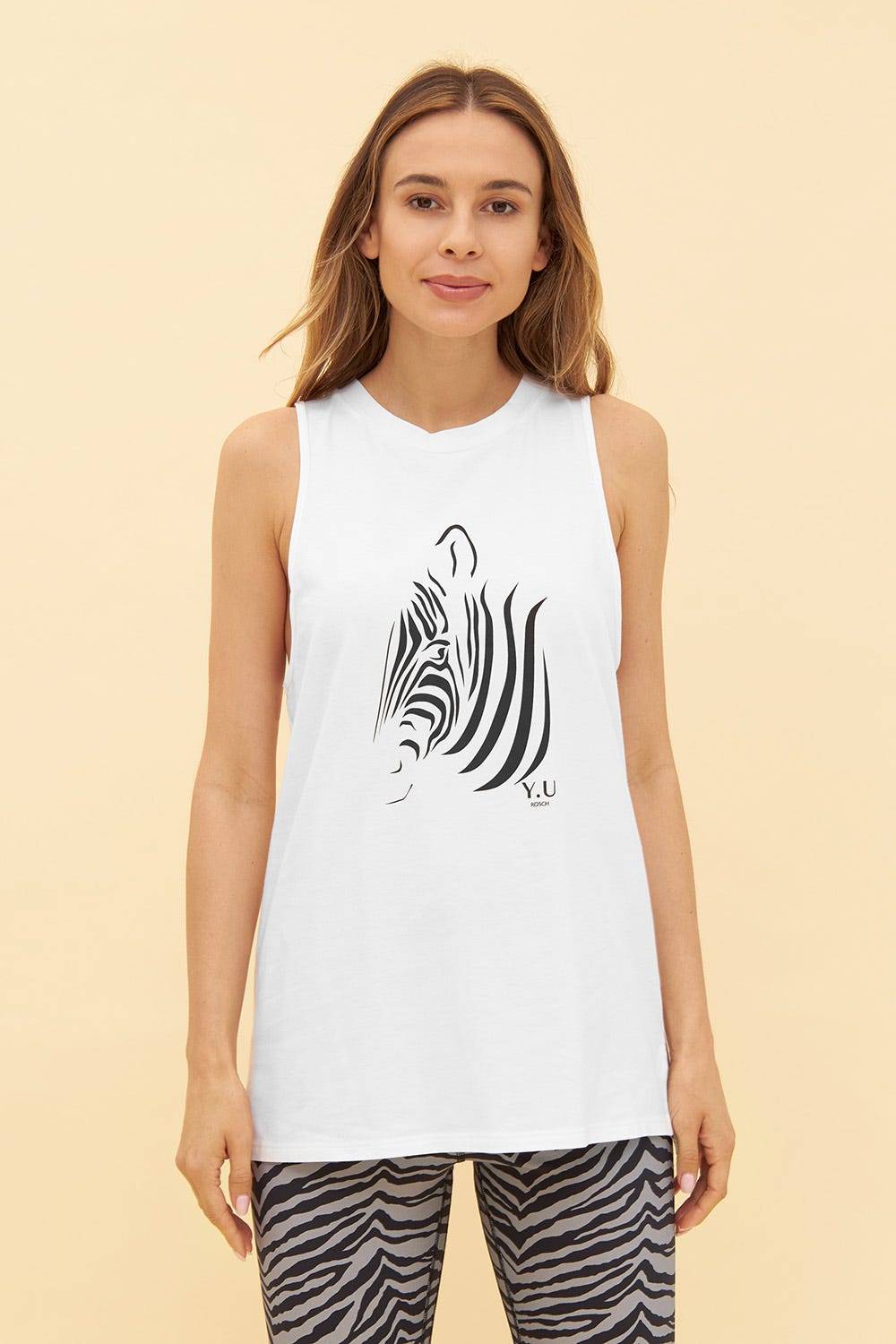 Rösch Y.U Yoga Top mit Motivdruck Zebra Loungewear Sport Mix &amp; Match Baumwolle/Elasthan