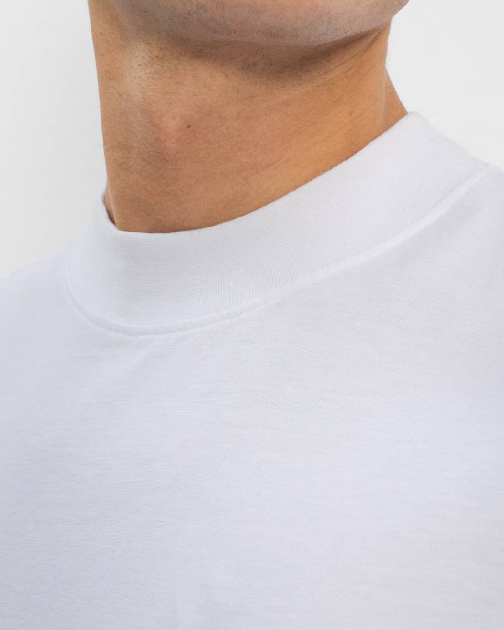 Rotholz Basic T-Shirt Mit Breitem Kragen Bio Baumwolle - Weiß